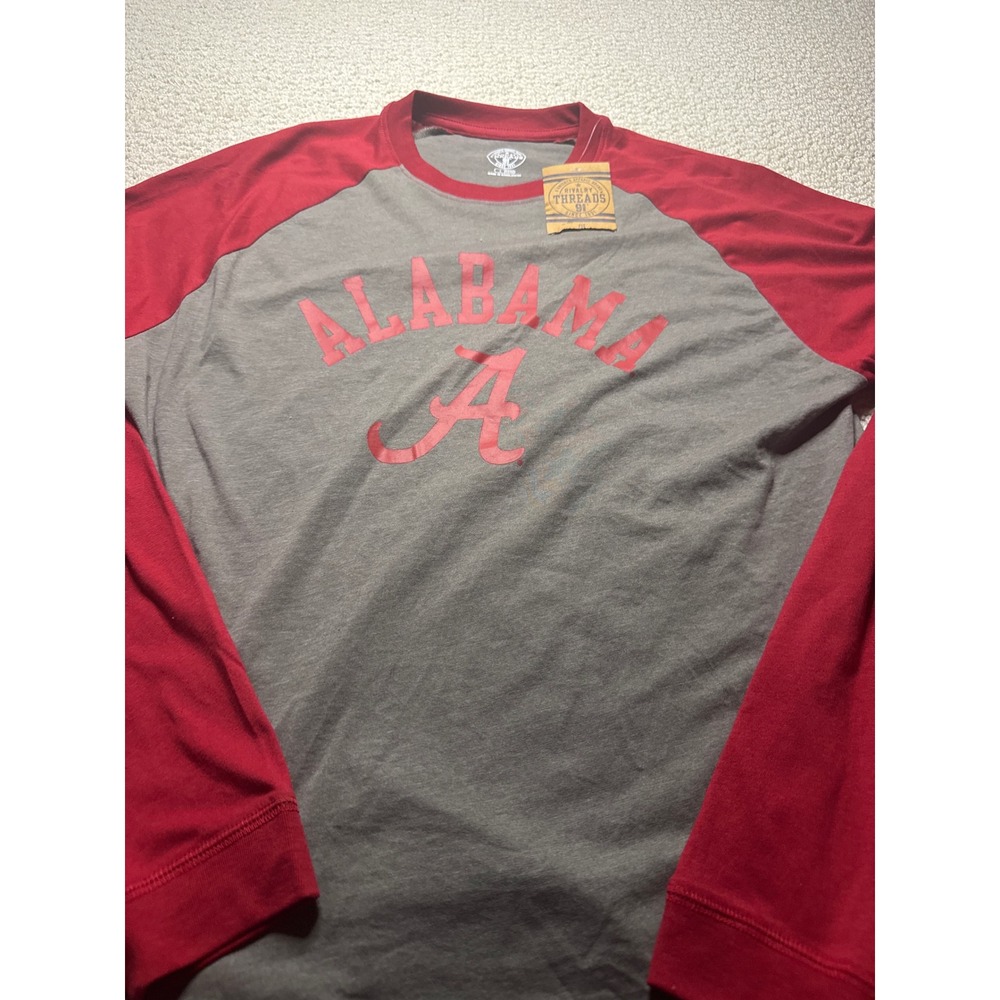 Rivalry Threads Alabama Crimson Tide Raglan Long Sleeve Shirt Gray Red Large NEW